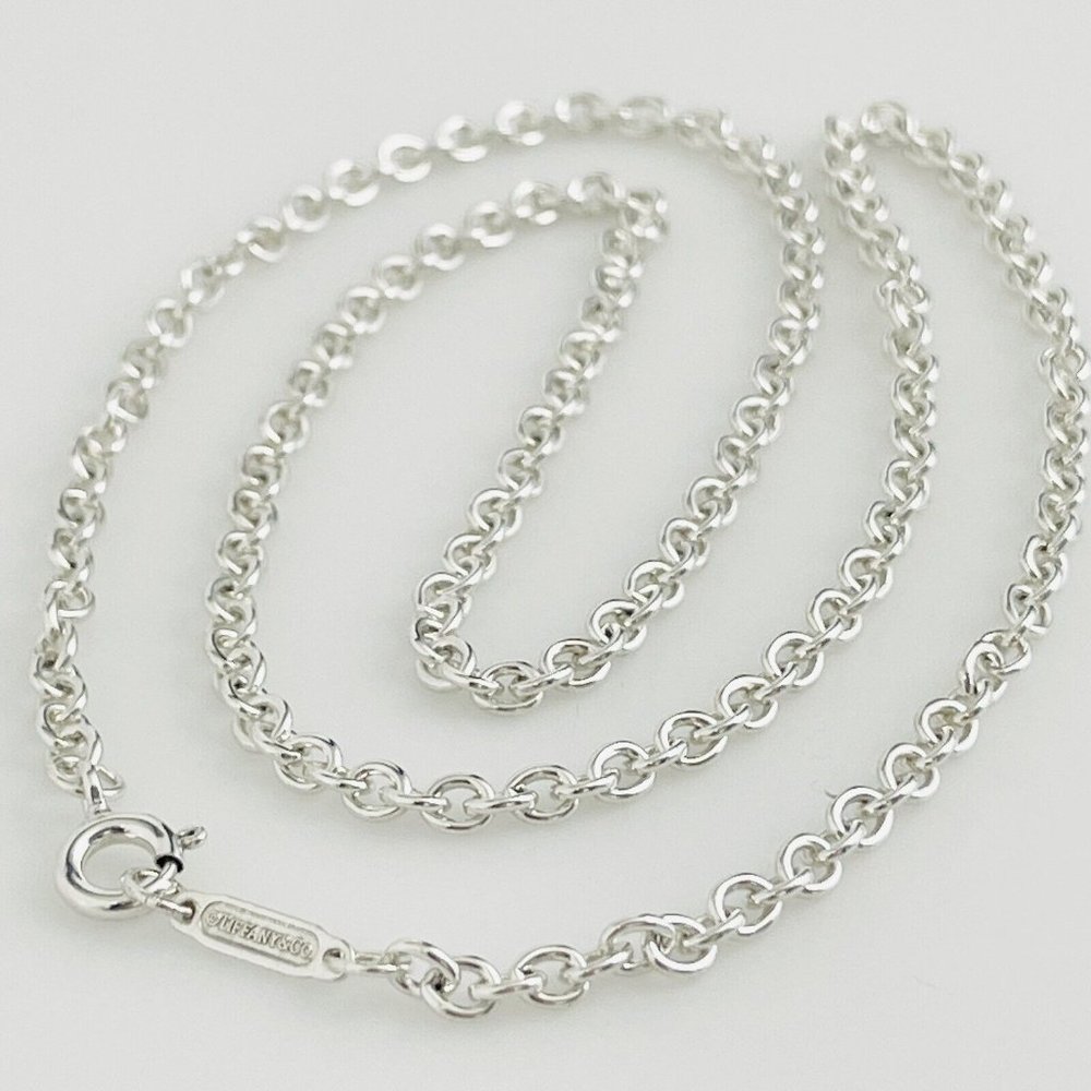 20" Tiffany & Co Mens Unisex Chain Necklace 3mm Large Link Rolo Round